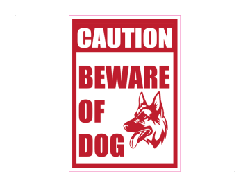 Beware of dog rood-wit