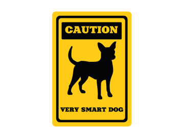 Caution very smart dog