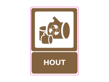 Recycle hout met bruin icoon