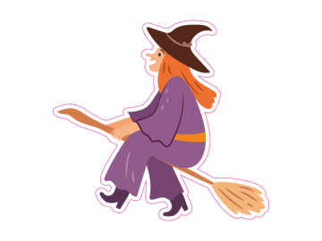 Feestdagen lachende heks op bezemsteel