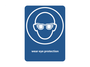 Wear eye protection, met tekst