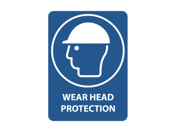 Wear head protection, met tekst