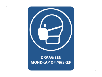 Draag een mondkapmasker, met tekst
