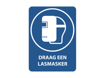 Draag een lasmasker, met tekst