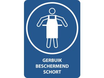 Gebruik een beschermend schort, met tekst