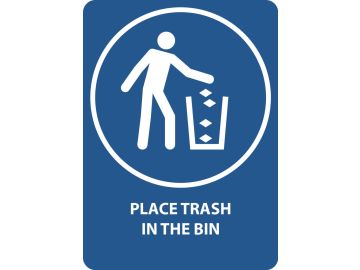 Place trash in the bin, met tekst