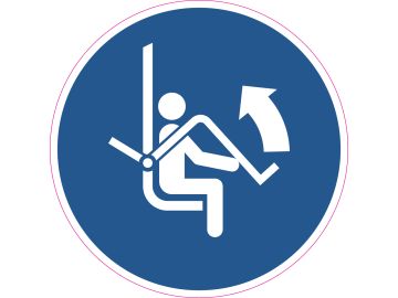 Veiligheidsbeugel op skistoeltjeslift omhoog doen