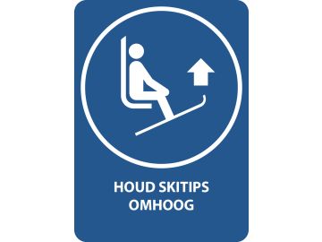 Houd skitips omhoog, met tekst