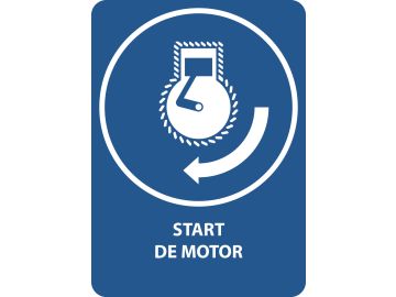 Start de motor (startsequentie voor reddingsboten), met tekst
