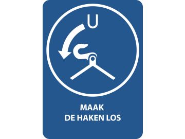 Maak de haken los die de reddingsboot vasthouden (startvolgorde van de reddingsboot), met tekst