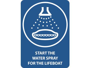 Start the water spray for the lifeboat, met tekst