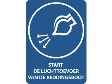 Start de luchttoevoer voor de reddingsboot (startsequentie voor reddingsboten), met tekst