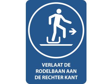 Verlaat de slee rodelbaan aan de rechterkant, met tekst