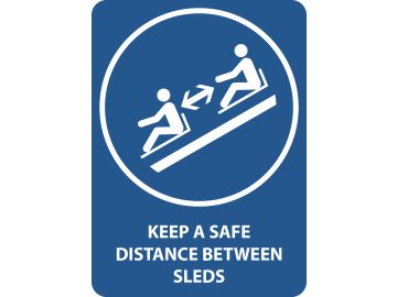 Keep a safe distance between sleds, met tekst