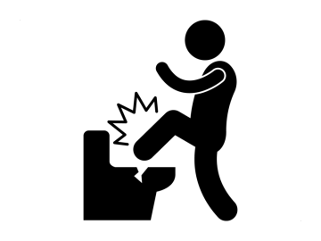 Muursticker wc kapot