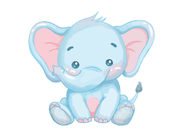 Muursticker schattig olifantje babyblauw