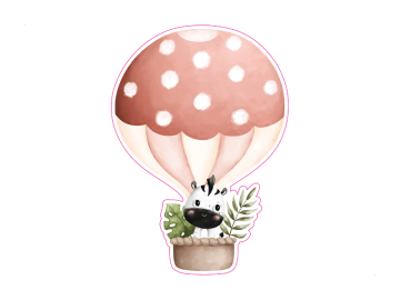 Muursticker luchtballon Zebrapaardje