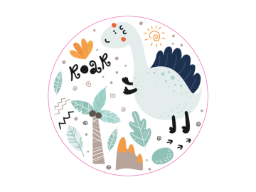 Muursticker cirkel dino blauw