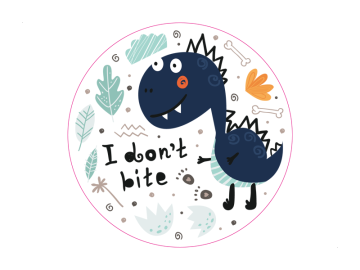 Muursticker cirkel dino bite