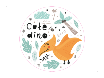 Muursticker cirkel dino geel