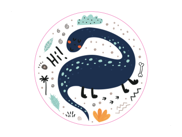 Muursticker cirkel dino hi