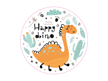 Muursticker cirkel dino happy