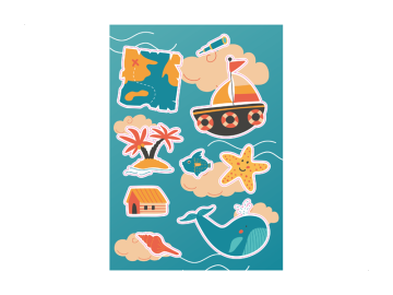 Stickervel Zee met Schatkaart