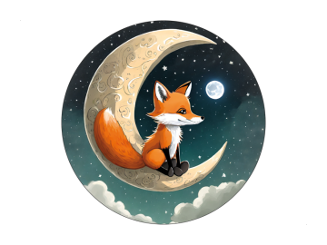 Muursticker Vos op de Maan