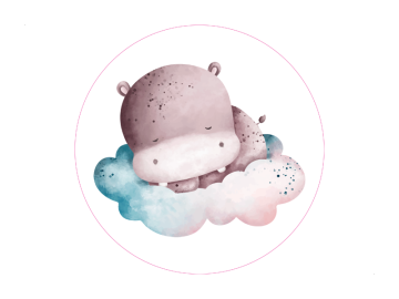 Muursticker Nijlpaardje op de wolken