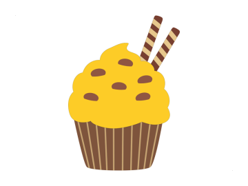 Muursticker cupcake geel met bruin