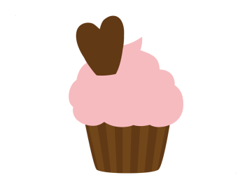 Muursticker cupcake roze met hartje