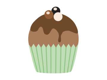 Muursticker cupcake bruin