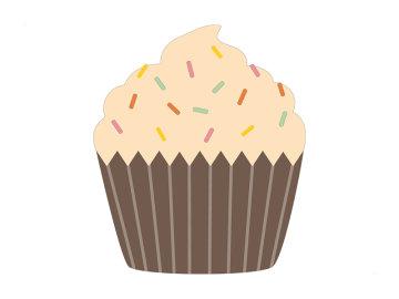 Muursticker cupcake beige met spikkels