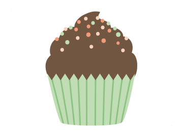 Muursticker cupcake bruin met spikkels