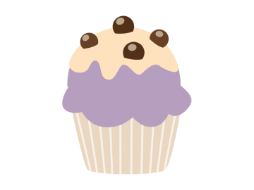 Muursticker cupcake paars met beige