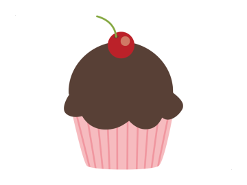 Muursticker cupcake bruin met kers