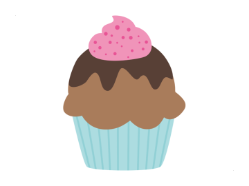 Muursticker cupcake bruin met roze