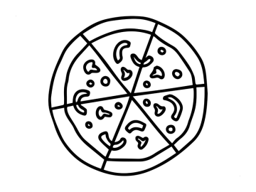 Muursticker pizza tekening gesneden