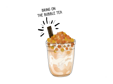 Muursticker bubble tea oranje