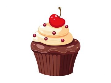 Muursticker chocolade cupcake wit met kers