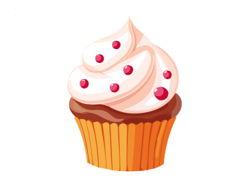 Muursticker cupcake wit met rood