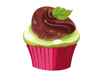 Muursticker cupcake groen en bruin