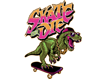 Muursticker skate dino