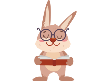 Muursticker konijn met boek