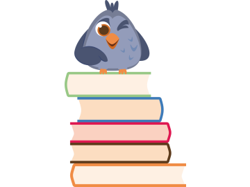 Muursticker vogel op boeken