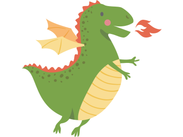 Muursticker groene draak vuur