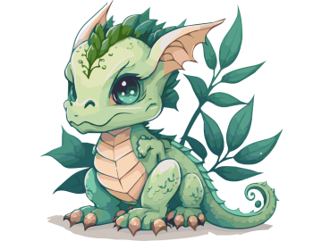 Muursticker groene draak bladeren