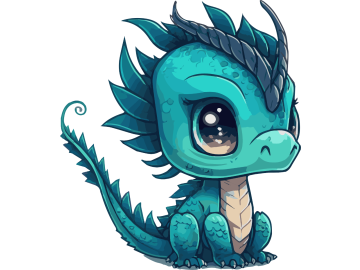 Muursticker cyaan draak