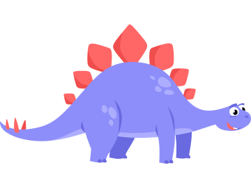 Muursticker dinosaurus cartoon paars