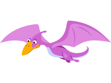 Muursticker dinosaurus cartoon paars vliegend